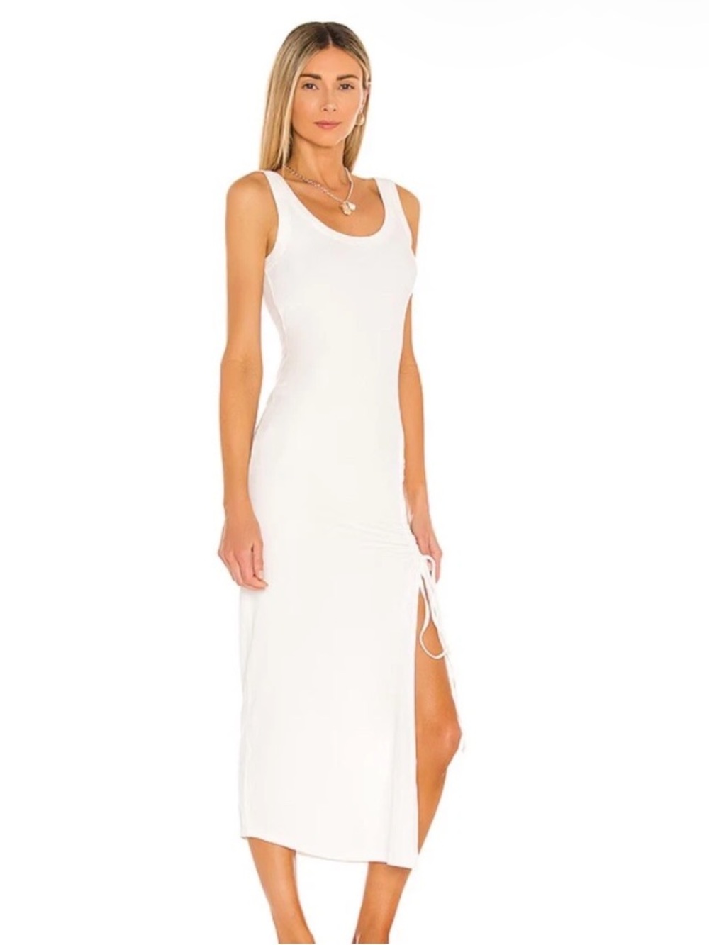 l*space White Sandpiper NWT Size medium Midi Tank Dress with Side Slit